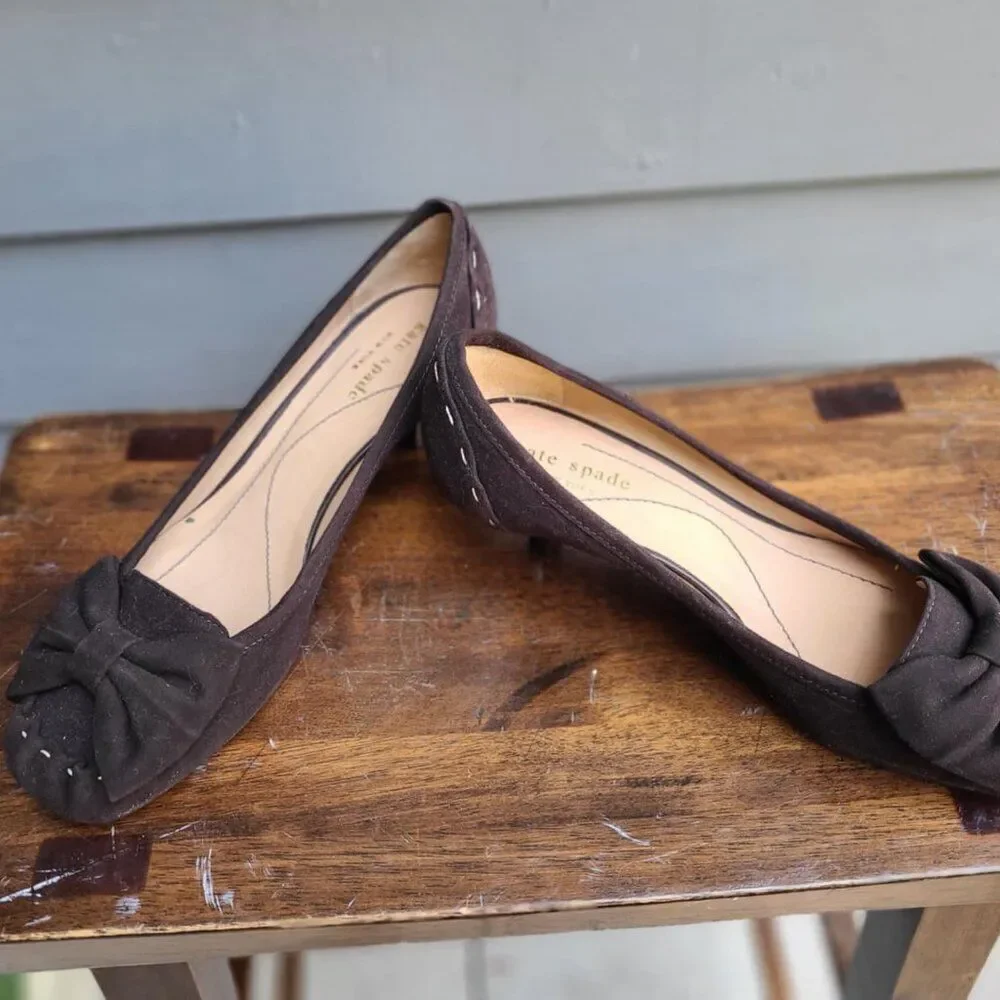 Kate Spade Linette Brown Suede Kitten Heels with Bow NIB!  NWT!  NEW! Size 7 1/2